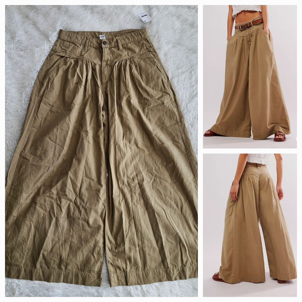 Free People X Nsf Talise Super Wide Pants Olive